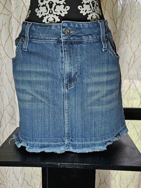Size 16 Sizzle Classic Blue Denim Mini Skirt - Washed Blue